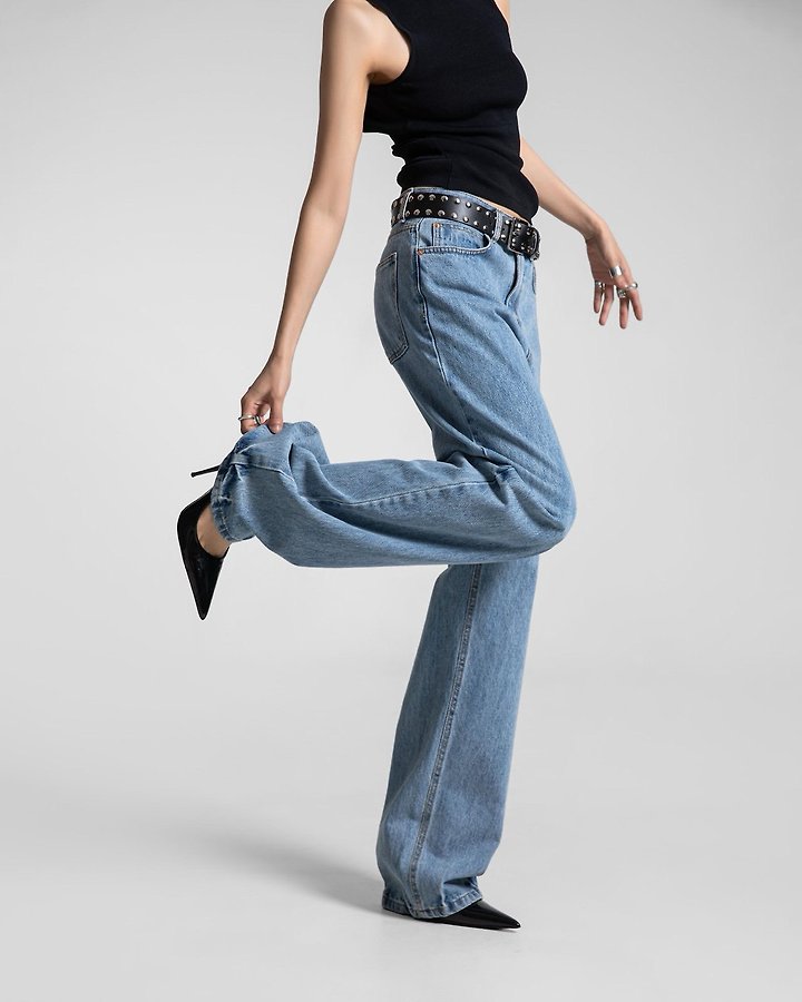 Paper Moon - Korean Women Fashion - #momslook - Classic Domingo Detail Straight Denim Pants