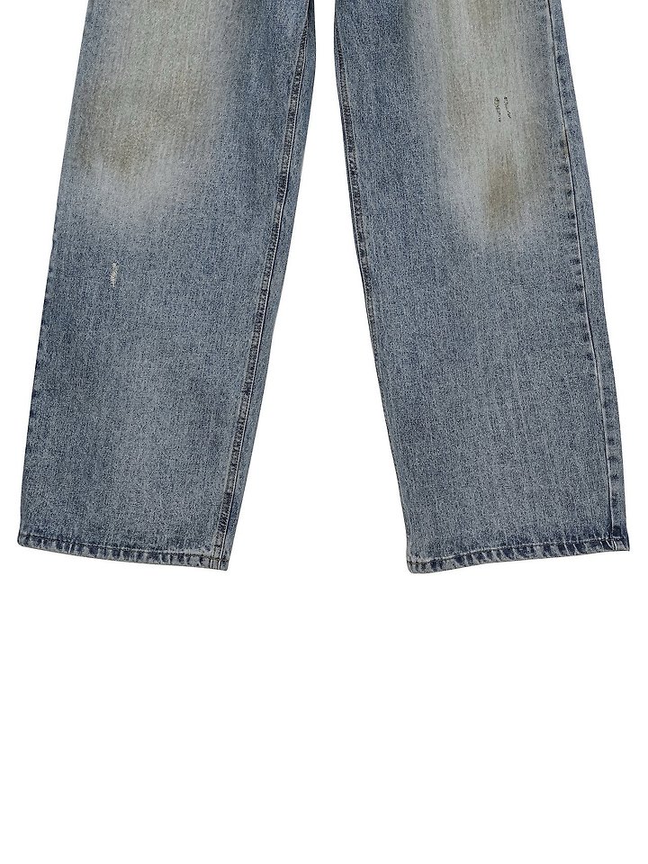 Paper Moon - Korean Women Fashion - #momslook - Dusty Mud Washed Wide Denim Trousers - 10
