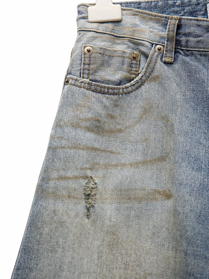 Paper Moon - Korean Women Fashion - #momslook - Dusty Mud Washed Wide Denim Trousers - 11