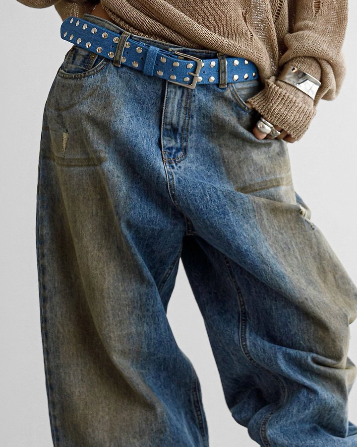 Paper Moon - Korean Women Fashion - #womensfashion - Dusty Mud Washed Wide Denim Trousers - 4