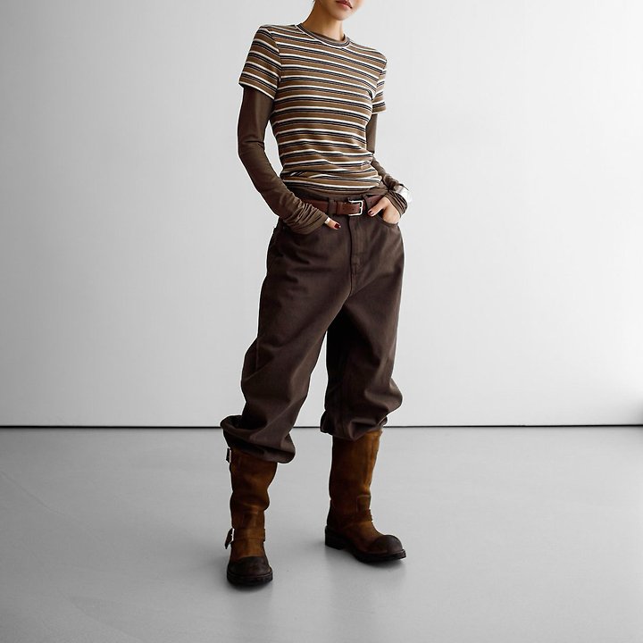 Paper Moon - Korean Women Fashion - #momslook - Soft Rib Stripe Tee - 3