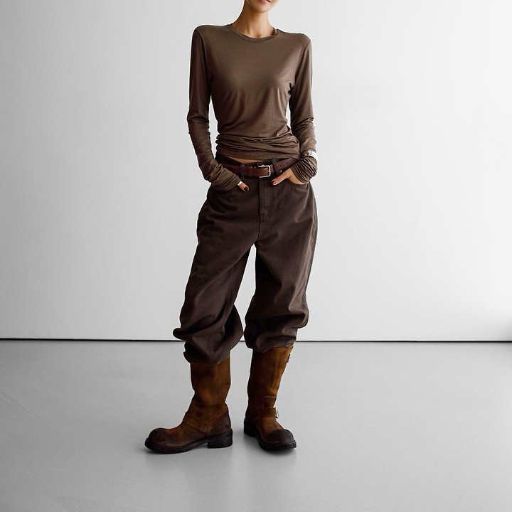 Paper Moon - Korean Women Fashion - #momslook - Classic Slim Fit Tencel Crew Neck Top - 2