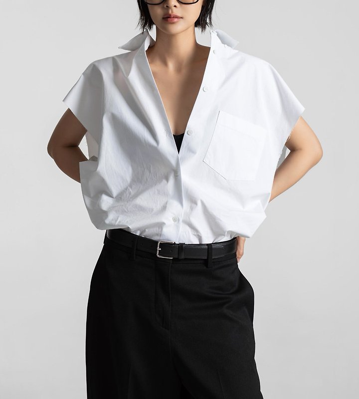 Paper Moon - Korean Women Fashion - #momslook - Oversized Square Sleeveless Shirt