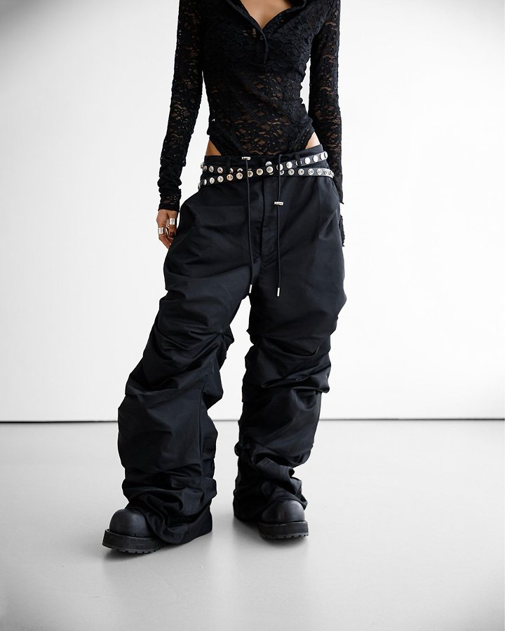 Paper Moon - Korean Women Fashion - #womensfashion - LUX Shirred Crinkle Track Wide Pants - 4