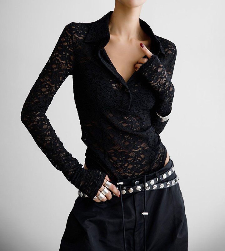 Paper Moon - Korean Women Fashion - #momslook - Slim Lace Bodysuit