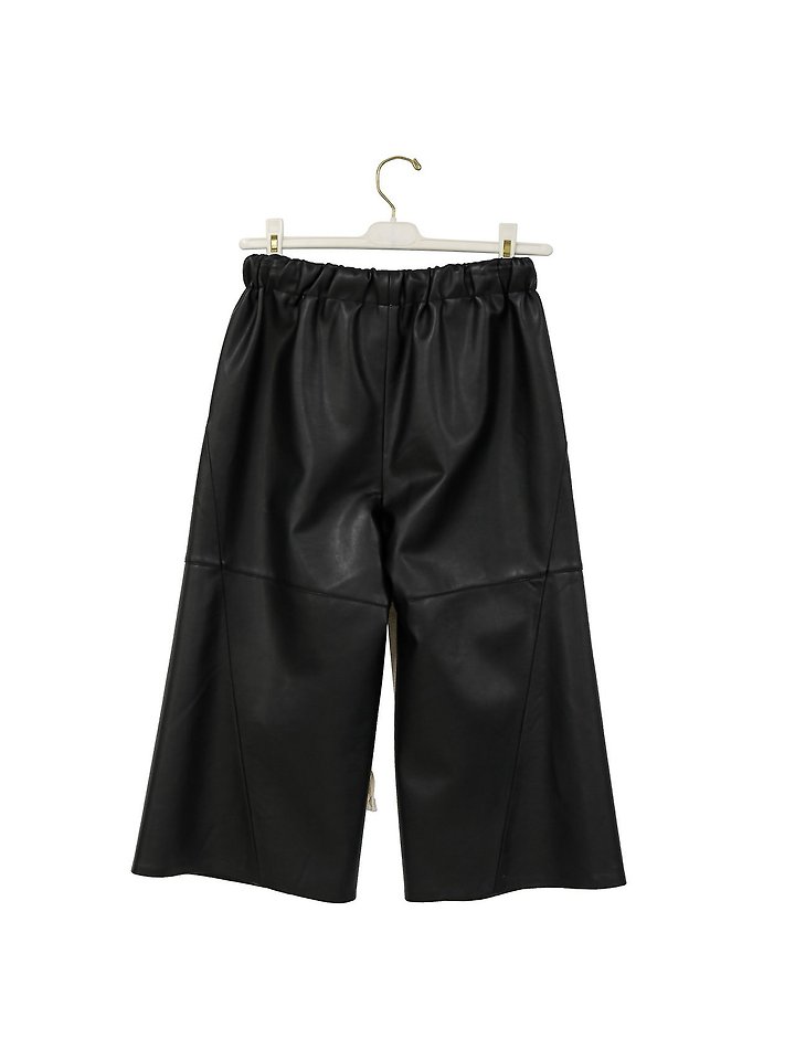 Paper Moon - Korean Women Fashion - #momslook - Drawstring Leather Wide Culottes Trousers - 5