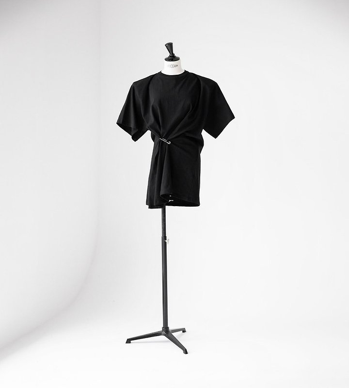 Paper Moon - Korean Women Fashion - #momslook - Pleated Pinch Pin Detail Oversized Shoulder Padded Tee - 2
