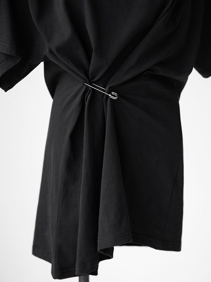 Paper Moon - Korean Women Fashion - #momslook - Pleated Pinch Pin Detail Oversized Shoulder Padded Tee - 4