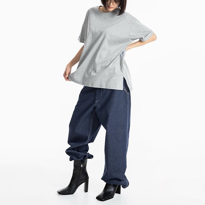 Paper Moon - Korean Women Fashion - #momslook - Premium Oversized Cotton Rolled Up Tee - 3