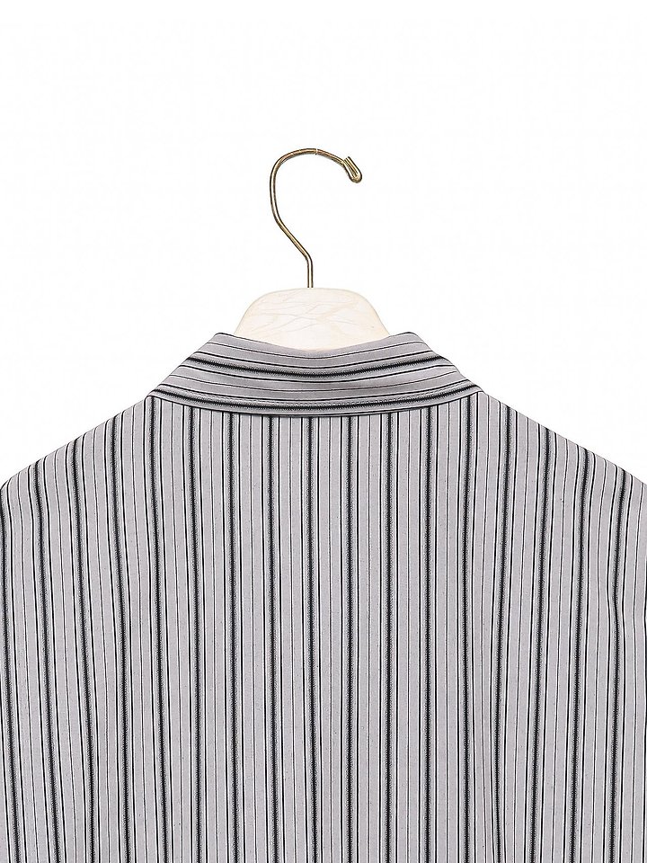 Paper Moon - Korean Women Fashion - #momslook - Oversized Striped Pattern Pocket Button Down Shirt - 12