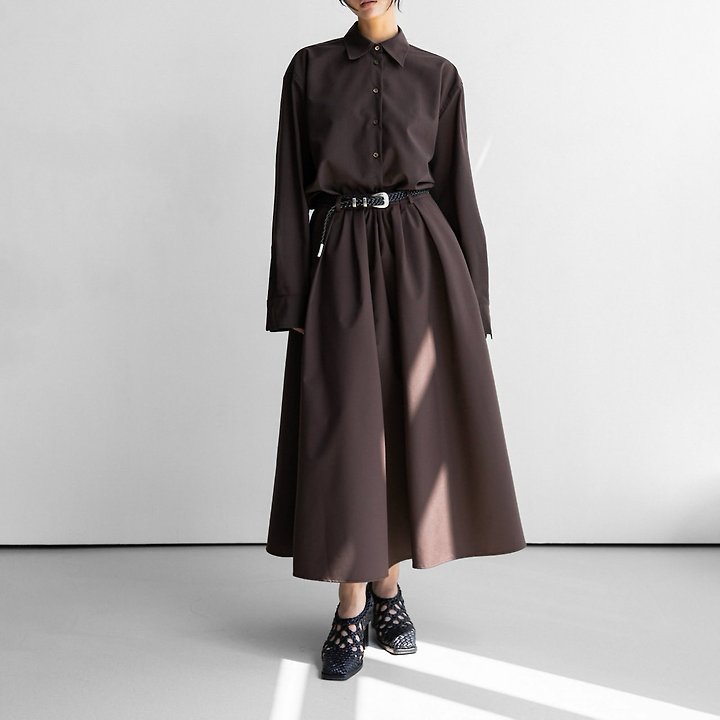 Paper Moon - Korean Women Fashion - #momslook - Crispy A-Line Full Maxi Flared Skirt