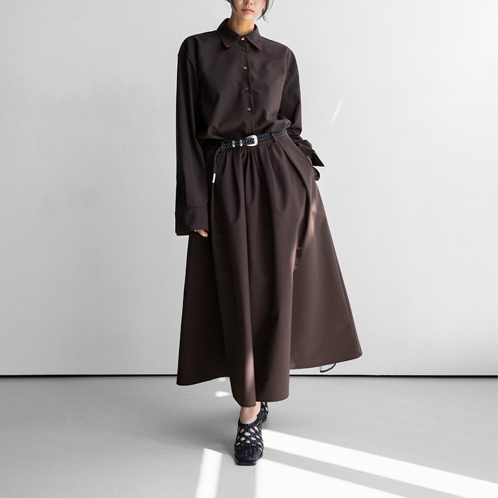 Paper Moon - Korean Women Fashion - #momslook - Crispy A-Line Full Maxi Flared Skirt - 3