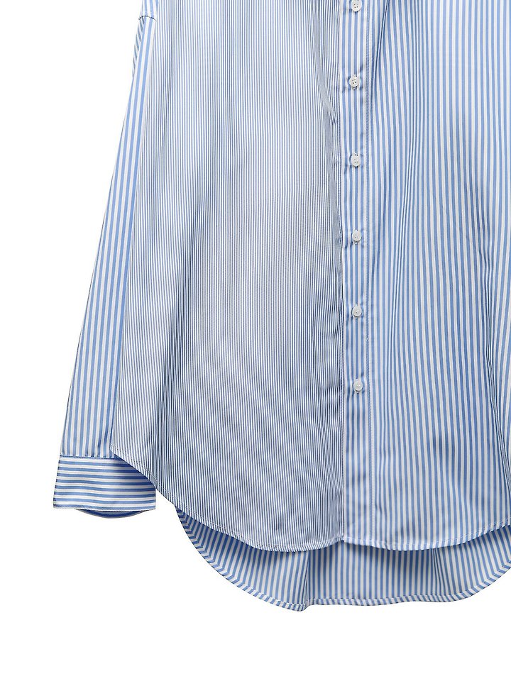 Paper Moon - Korean Women Fashion - #momslook - Oversized Striped Combi Button Down Shirt - 11