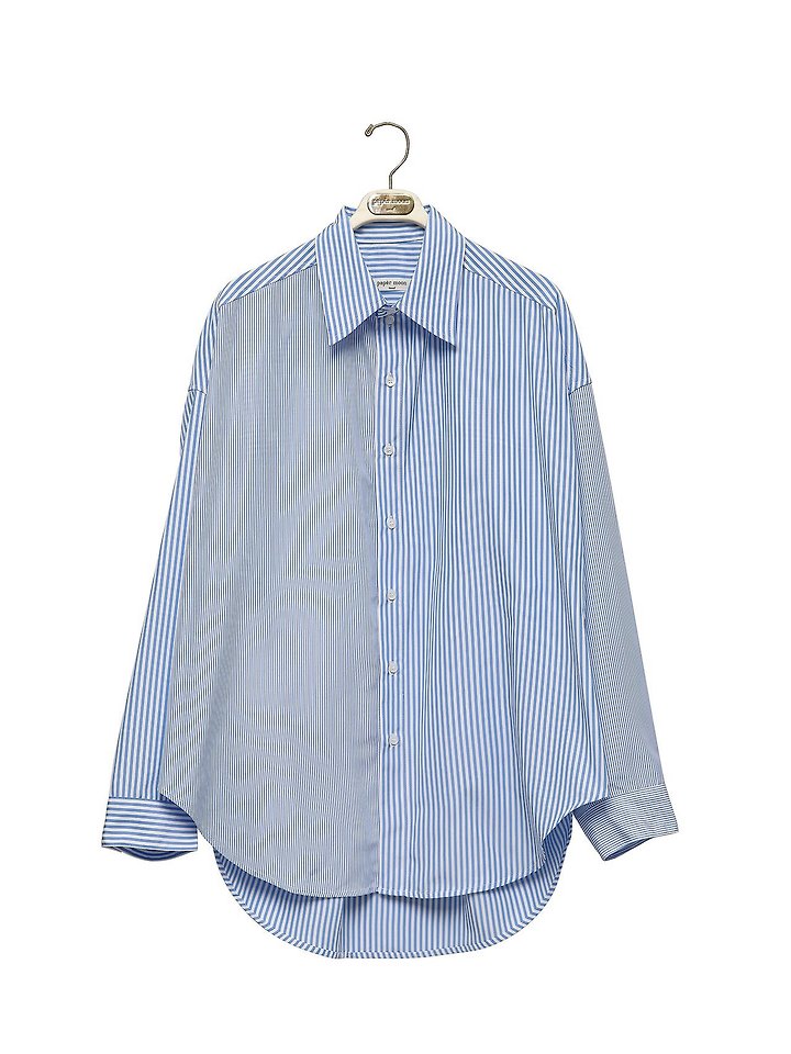 Paper Moon - Korean Women Fashion - #momslook - Oversized Striped Combi Button Down Shirt - 7