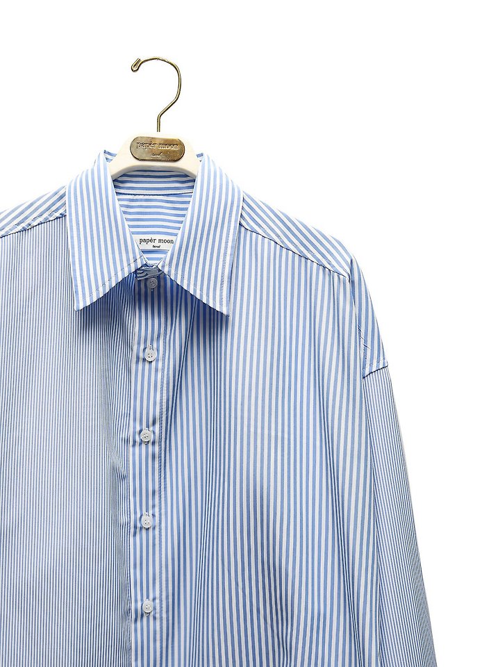 Paper Moon - Korean Women Fashion - #momslook - Oversized Striped Combi Button Down Shirt - 9