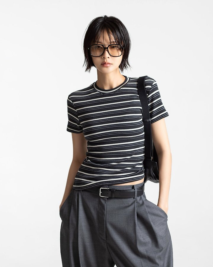 Paper Moon - Korean Women Fashion - #momslook - Soft Rib Stripe Tee