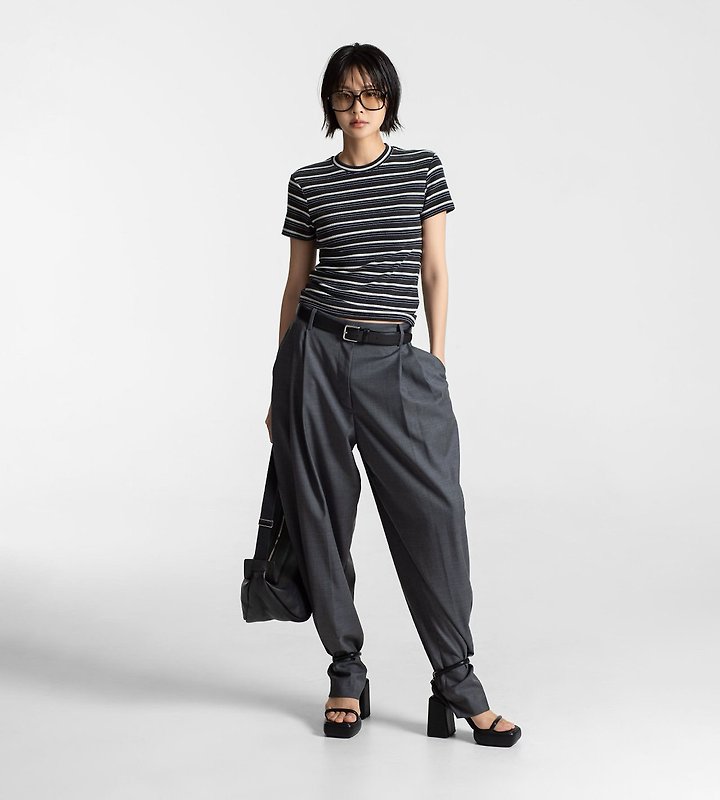 Paper Moon - Korean Women Fashion - #momslook - Soft Rib Stripe Tee - 3