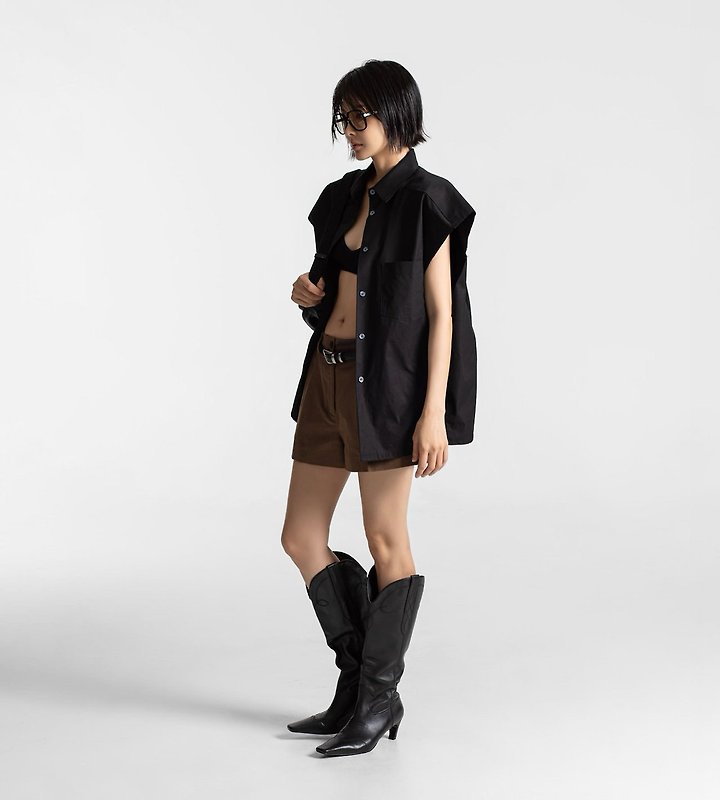 Paper Moon - Korean Women Fashion - #womensfashion - Oversized Square Sleeveless Shirt - 4