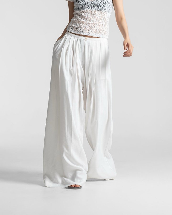 Paper Moon - Korean Women Fashion - #momslook - Bamboo Pleated Pin-Tuck Wide Trousers