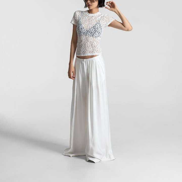 Paper Moon - Korean Women Fashion - #momslook - Bamboo Pleated Pin-Tuck Wide Trousers - 3