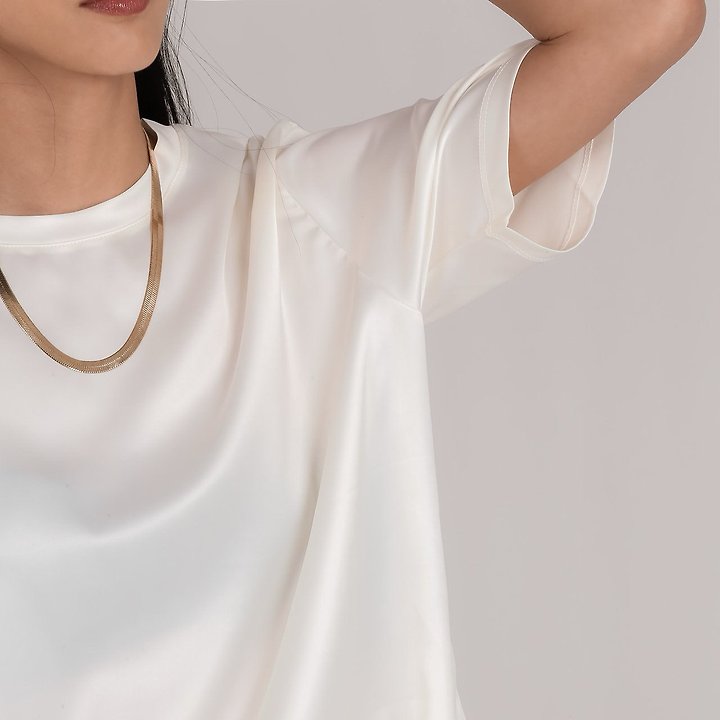 Paper Moon - Korean Women Fashion - #momslook - Classic Silky Satin Short Sleeve Top
