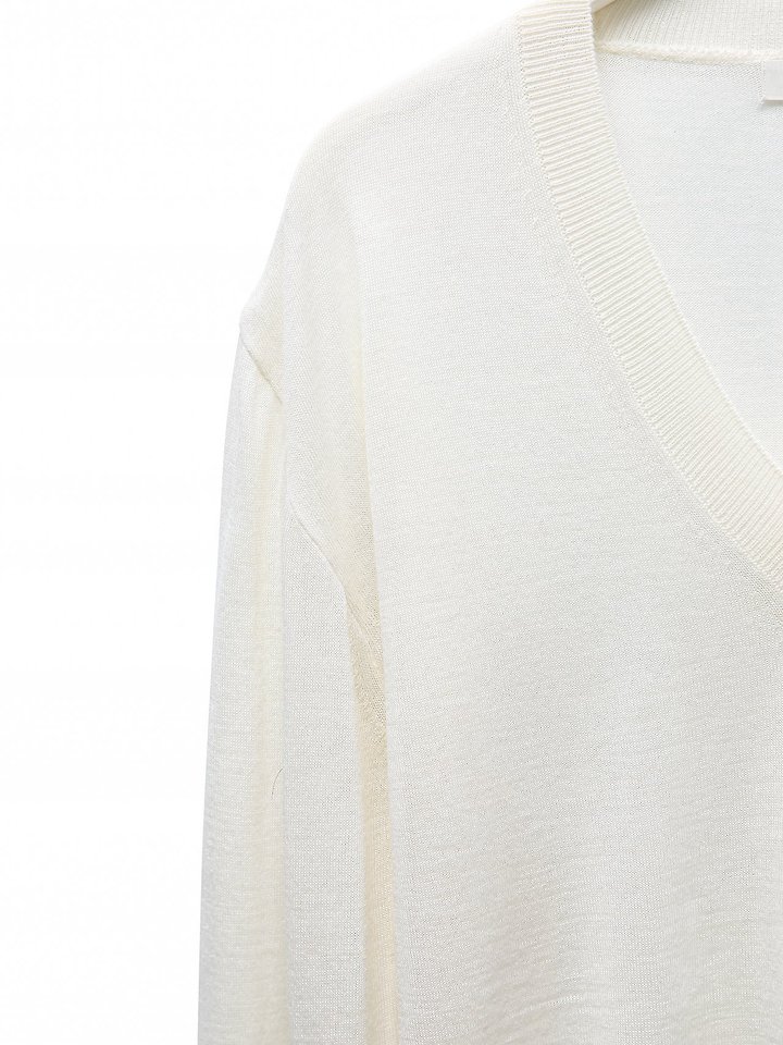 Paper Moon - Korean Women Fashion - #pursuepretty - Wool Silk Deep V-Neck Long Sleeve Knit - 9