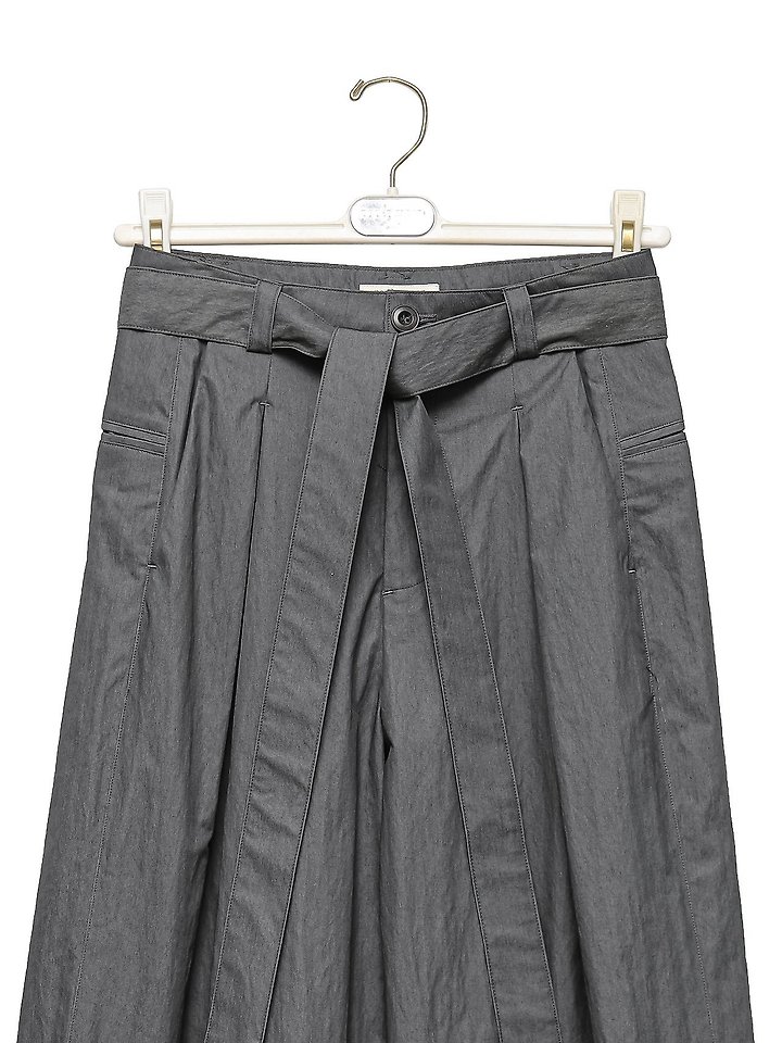 Paper Moon - Korean Women Fashion - #pursuepretty - Double Pleated Belt Wide Trousers - 12