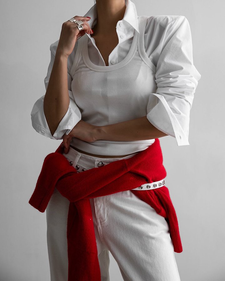 Paper Moon - Korean Women Fashion - #pursuepretty - Classic Shoulder Pad Crop Button-Down Shirt - 5