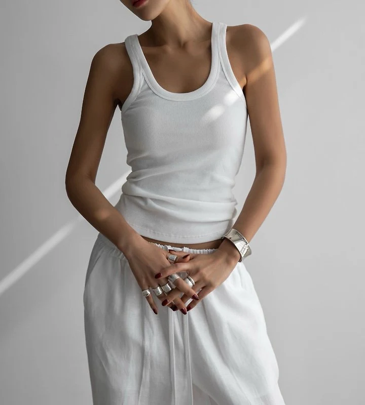 Paper Moon - Korean Women Fashion - #pursuepretty - Sleeveless Rib Jersey Tank Top - 3