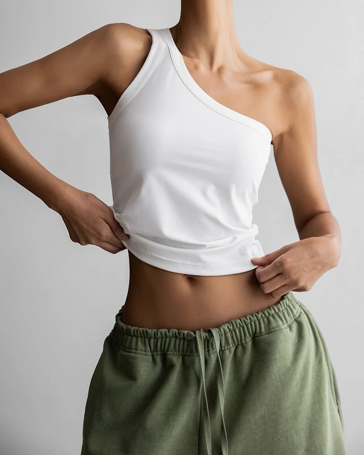 Paper Moon - Korean Women Fashion - #pursuepretty - Diagonal One-Shoulder Tank Top - 2