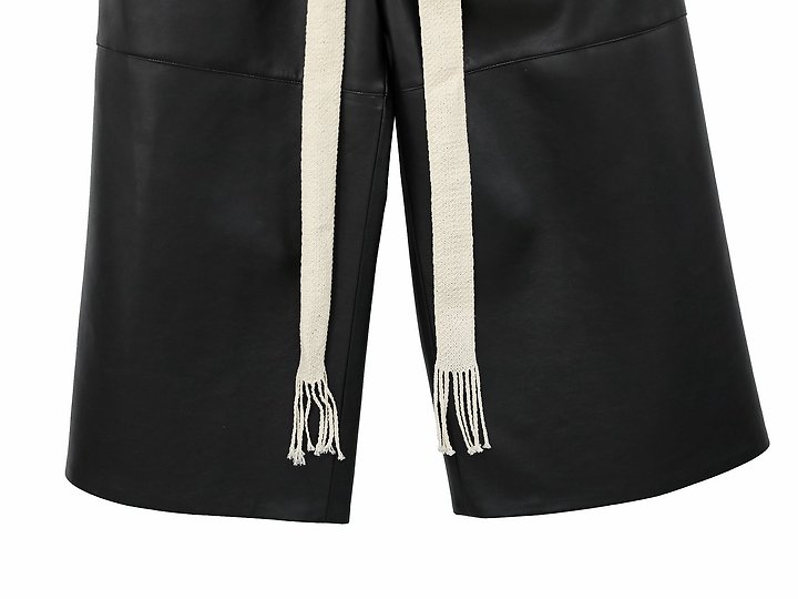 Paper Moon - Korean Women Fashion - #pursuepretty - Drawstring Leather Wide Culottes Trousers - 9