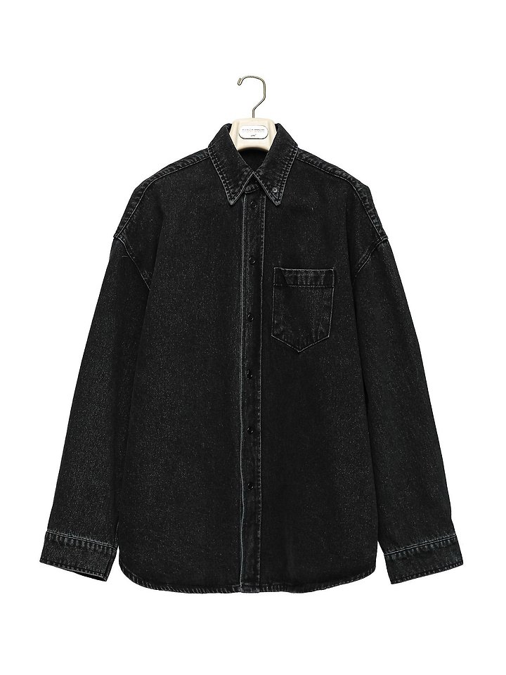 Paper Moon - Korean Women Fashion - #restrostyle - Maxi Oversized Washed Denim Button-Down Shirt - 7