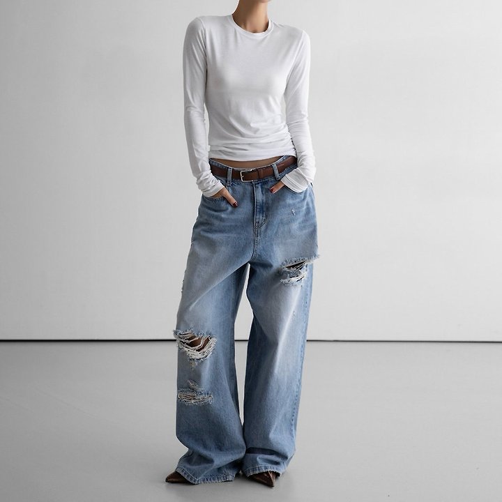 Paper Moon - Korean Women Fashion - #restrostyle - Classic Slim Fit Tencel Crew Neck Top - 2