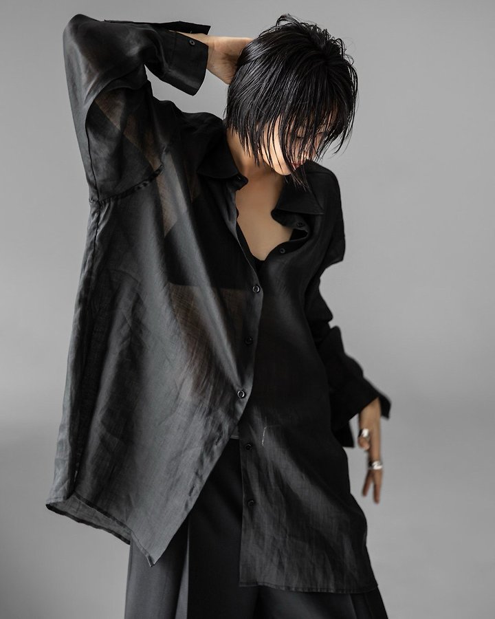 Paper Moon - Korean Women Fashion - #restrostyle - Vivid Oversized Linen Button-Down Shirt - 7