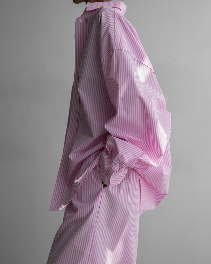 Paper Moon - Korean Women Fashion - #restrostyle - Lounge Striped Set Up Button Down Shirt - 3