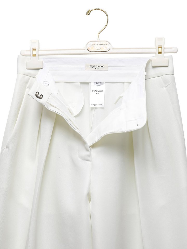 Paper Moon - Korean Women Fashion - #romanticstyle - Twill Texture Low Waist Double Pleated Wide Trousers - 12