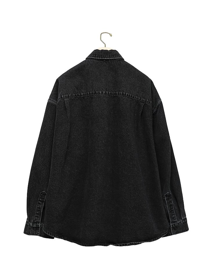 Paper Moon - Korean Women Fashion - #romanticstyle - Maxi Oversized Washed Denim Button-Down Shirt - 8