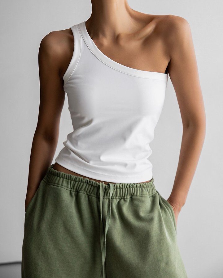Paper Moon - Korean Women Fashion - #restrostyle - Diagonal One-Shoulder Tank Top - 4