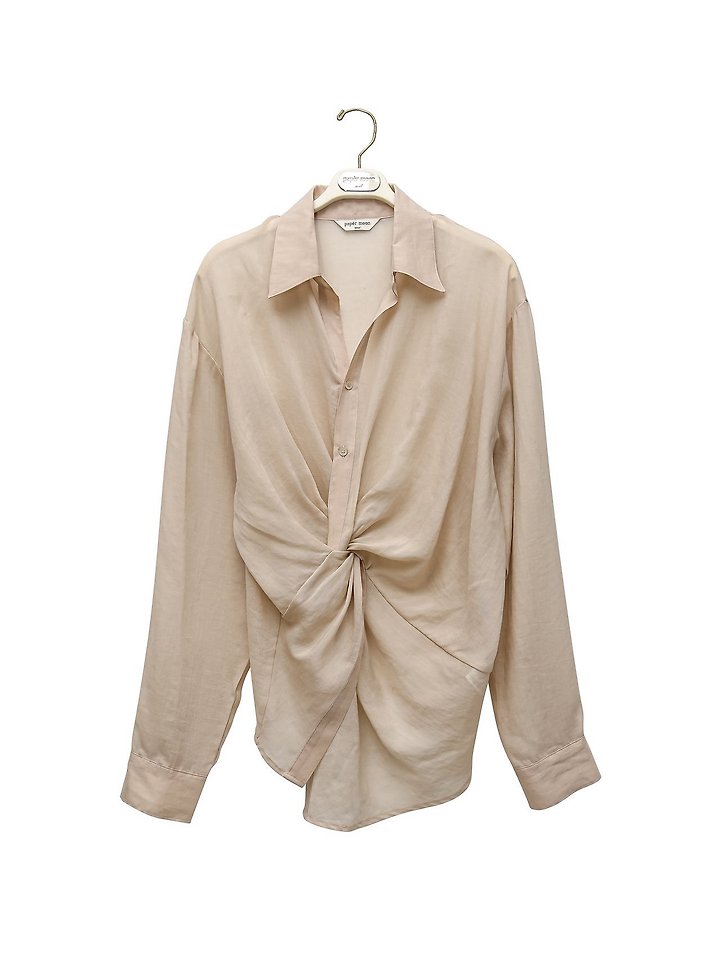 Paper Moon - Korean Women Fashion - #romanticstyle - Draped Knot Linen Shirt - 9