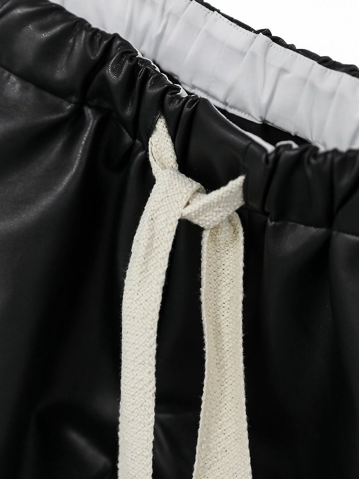 Paper Moon - Korean Women Fashion - #romanticstyle - Drawstring Leather Wide Culottes Trousers - 11