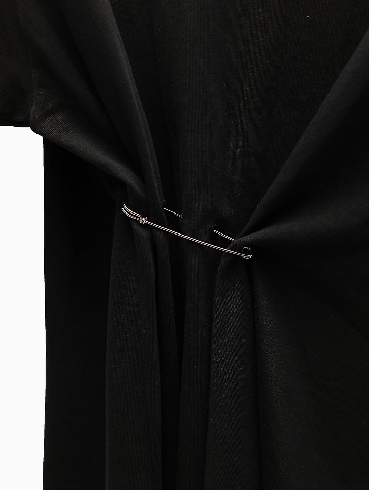 Paper Moon - Korean Women Fashion - #romanticstyle - Pleated Pinch Pin Detail Oversized Shoulder Padded Tee - 10
