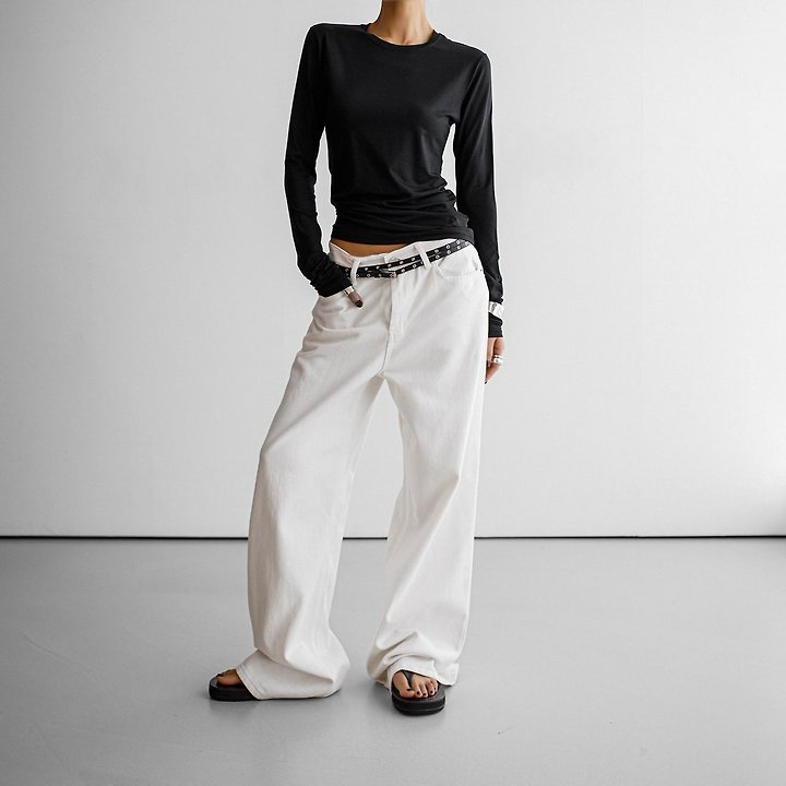 Paper Moon - Korean Women Fashion - #romanticstyle - Classic Slim Fit Tencel Crew Neck Top - 2