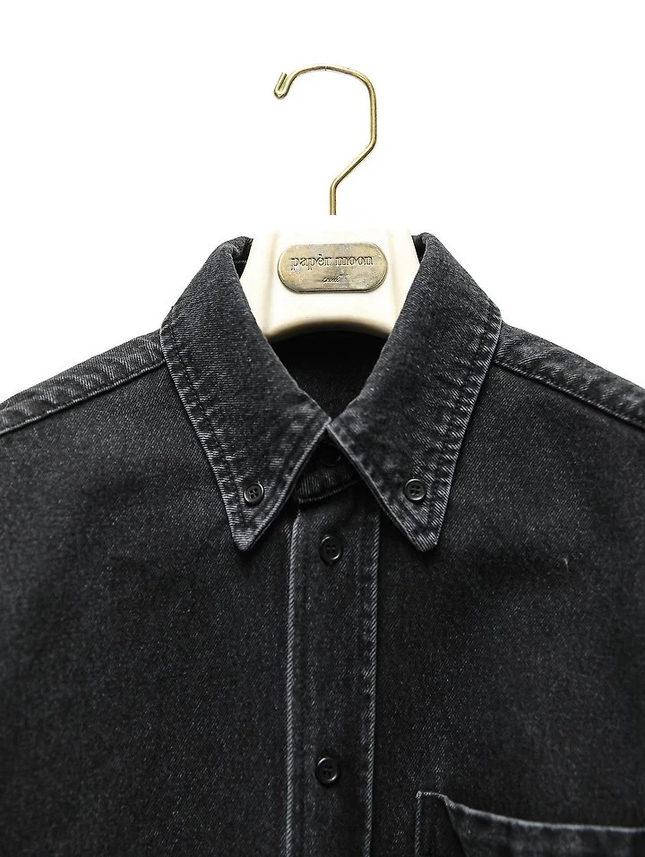 Paper Moon - Korean Women Fashion - #shopsmall - Maxi Oversized Washed Denim Button-Down Shirt - 9