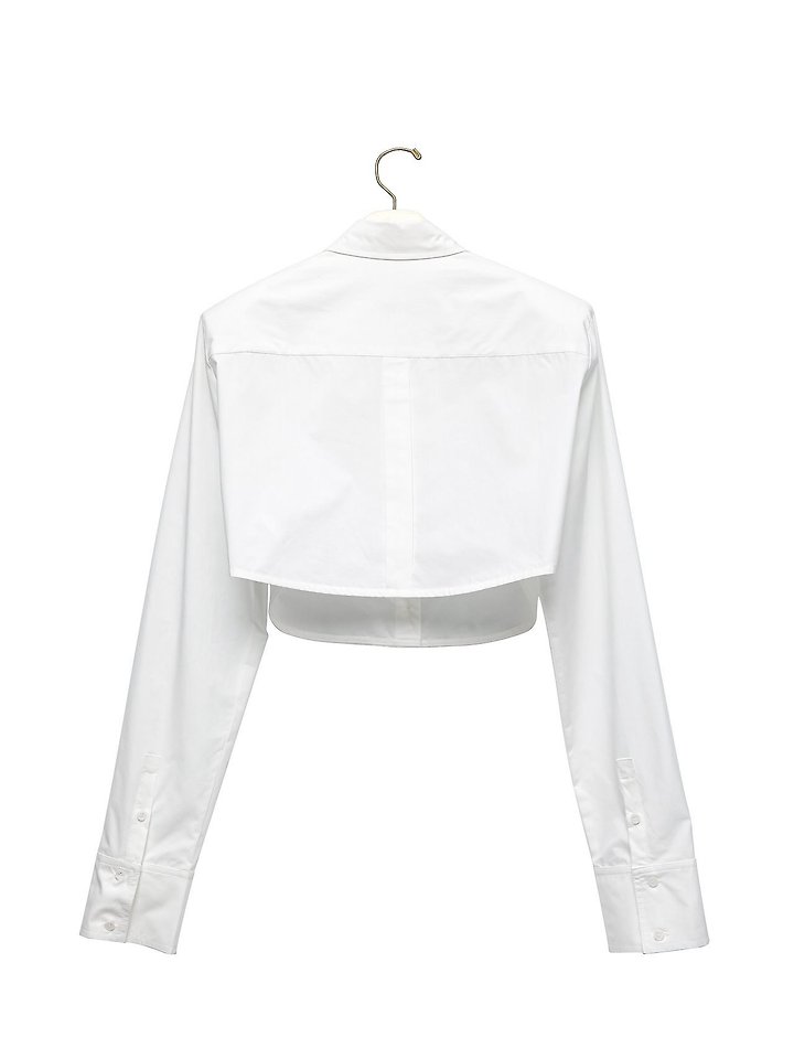 Paper Moon - Korean Women Fashion - #shopsmall - Classic Shoulder Pad Crop Button-Down Shirt - 8