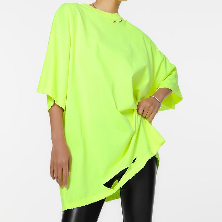 Paper Moon - Korean Women Fashion - #shopsmall - Oversized Pigment Cutting Detail Tee - 2
