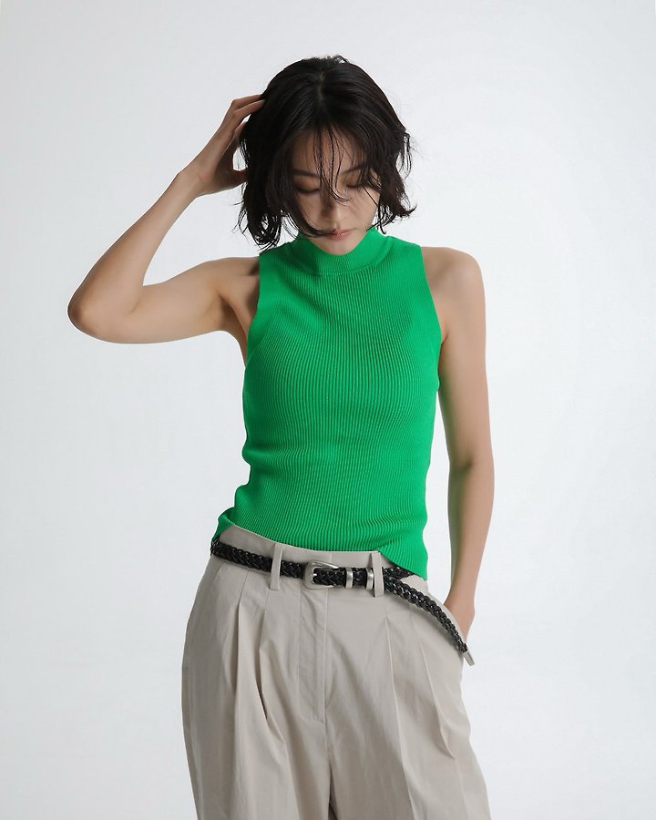 Paper Moon - Korean Women Fashion - #shopsmall - High Neck Rib Sleeveless Crop Knit Top