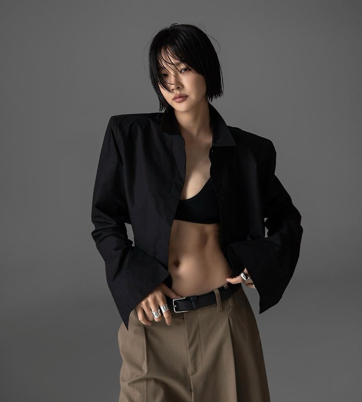Paper Moon - Korean Women Fashion - #shopsmall - Classic Shoulder Pad Crop Button-Down Shirt - 5
