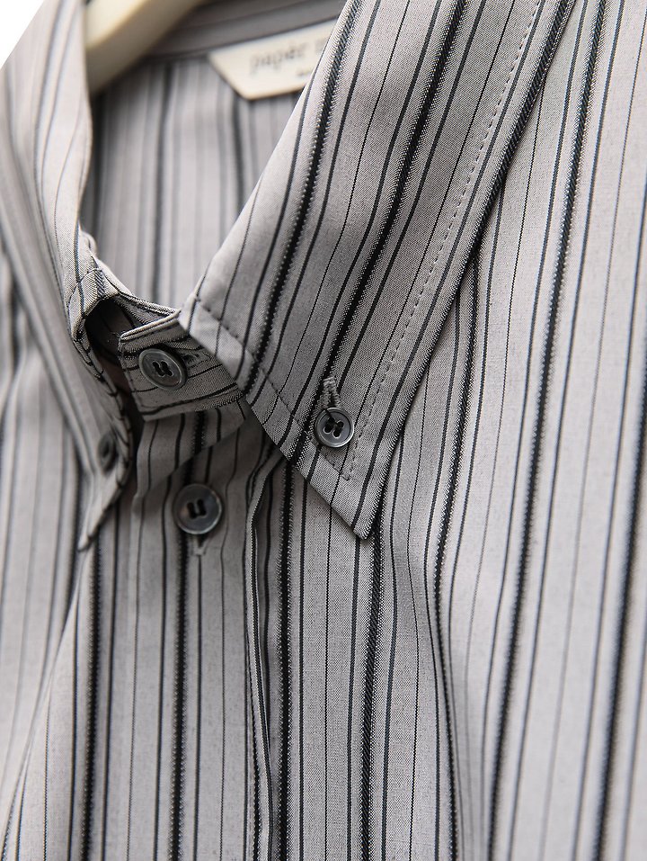 Paper Moon - Korean Women Fashion - #shopsmall - Oversized Striped Pattern Pocket Button Down Shirt - 9