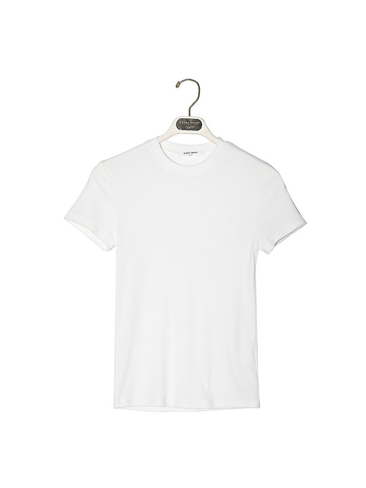 Paper Moon - Korean Women Fashion - #romanticstyle - Ribbed Slim Crewneck Basic Tee - 4