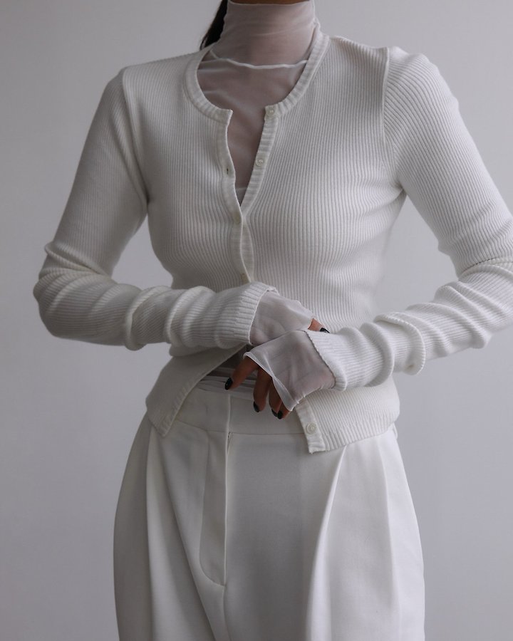 Paper Moon - Korean Women Fashion - #thatsdarling - Ribbed Button-Down Knit Cardigan - 5